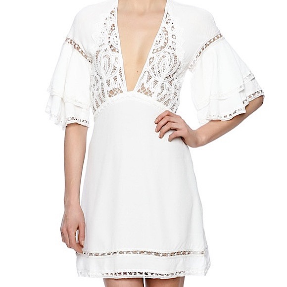 For Love And Lemons Carmine Crochet Lace Boho Mini Dress White Womenâs Small